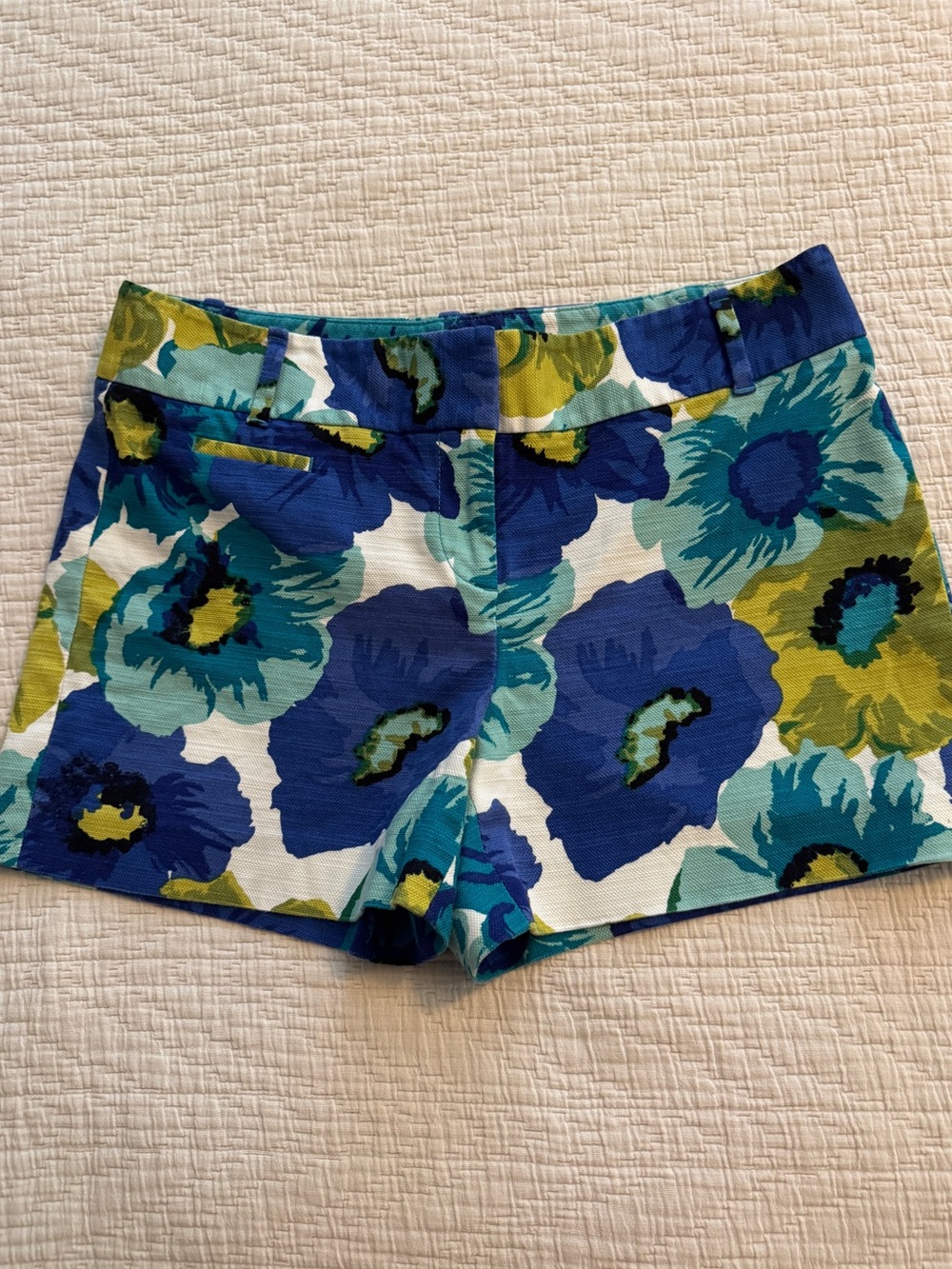 LOFT Marissa Blue & Green Floral Print Shorts